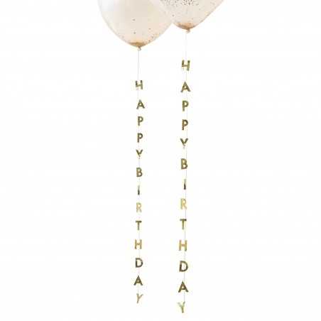 Gold Happy Birthday Balloon Tails - 1132
