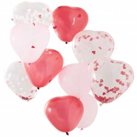 Heart Shaped Pink, Red & Confetti Balloons - 1144