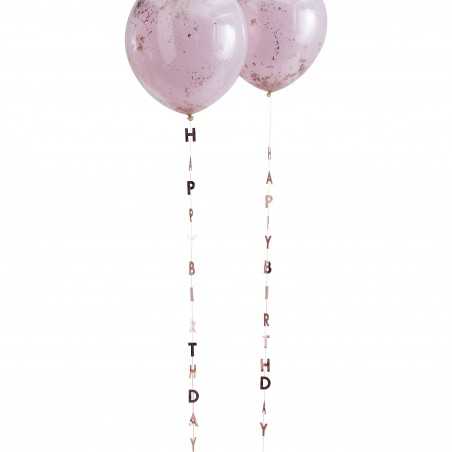 Rose Gold Happy Birthday Balloon Tails - 1153