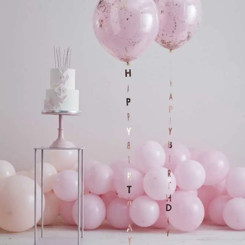 Rose Gold Happy Birthday Balloon Tails Rose Gold Happy Birthday Balloon Tails