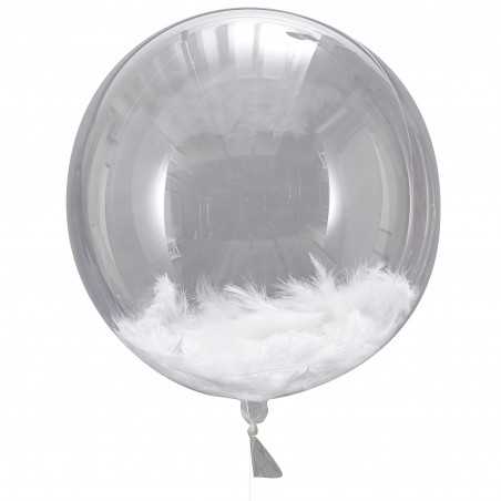 Giant Orb White Feather Balloons - 1199