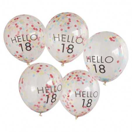 Hello 18 Rainbow Confetti 18th Birthday Balloons - 1207