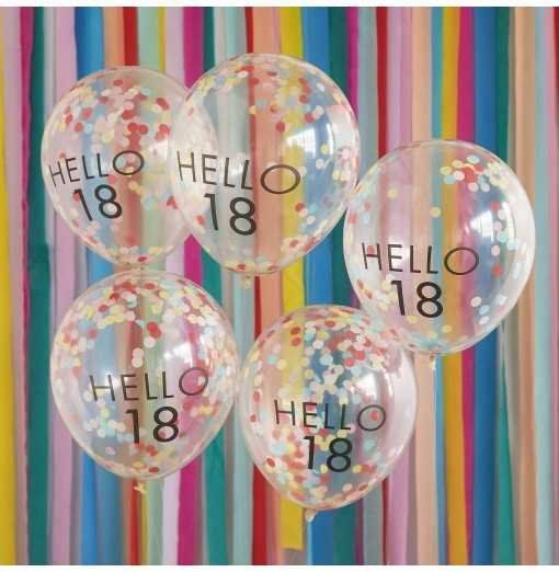 Hello 18 Rainbow Confetti 18th Birthday Balloons