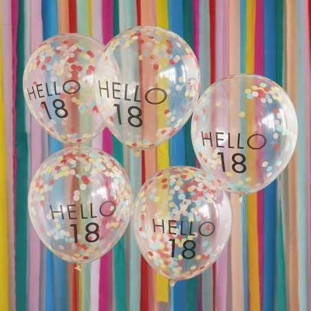 Hello 18 Rainbow Confetti 18th Birthday Balloons - 1208