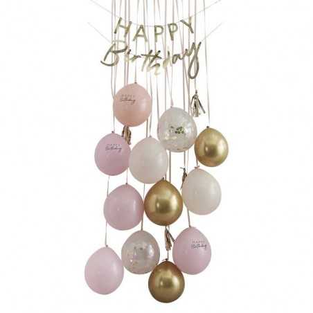 Pink and Gold Happy Birthday Balloon Door Kit - 1215