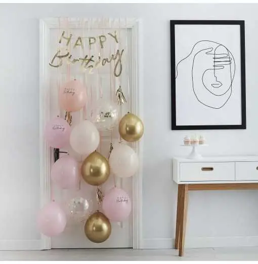 Pink and Gold Happy Birthday Balloon Door Kit