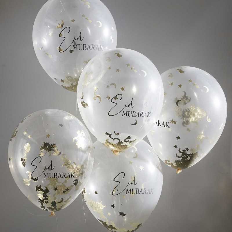 Eid Mubarak Moon & Star Confetti Eid Balloon Bundle