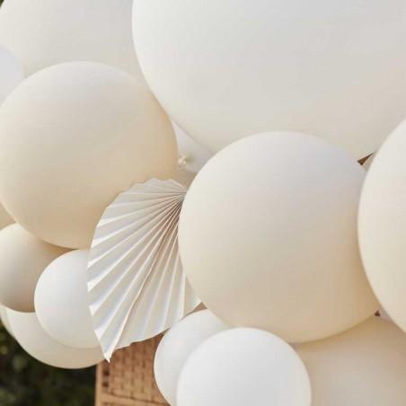 Nude & White Balloon Arch with Paper Fans - 1255