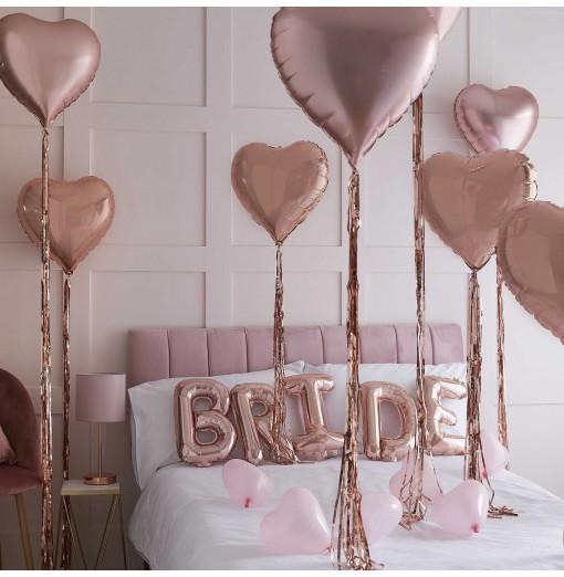 Rose Gold Bride and Heart Balloons Room Decoration Kit Folieballonger