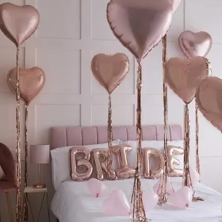Rose Gold Bride and Heart Balloons Room Decoration Kit - 1259