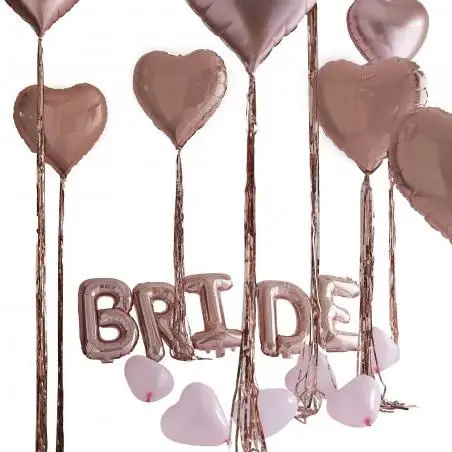 Rose Gold Bride and Heart Balloons Room Decoration Kit - 1261