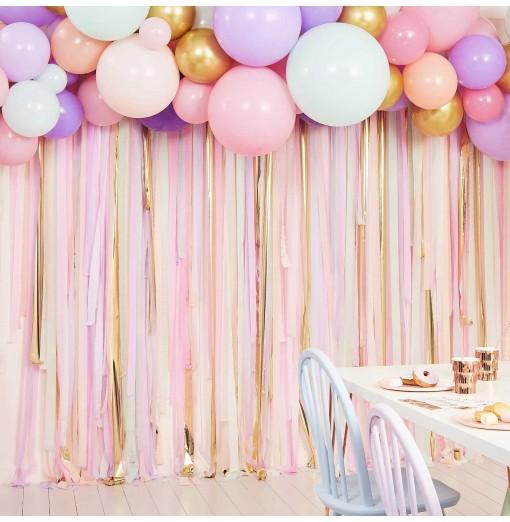 Pastel Streamer And Balloon Party Backdrop Bebis