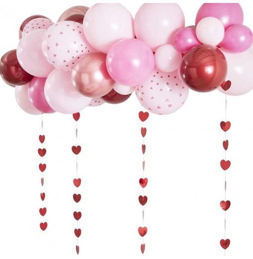 Rose Gold, Pink & Red Balloon Arch Kit Ballongbåge