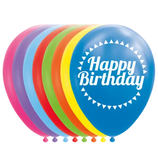 ”Happy Birthday” – 8 st. Födelsedag ballonger