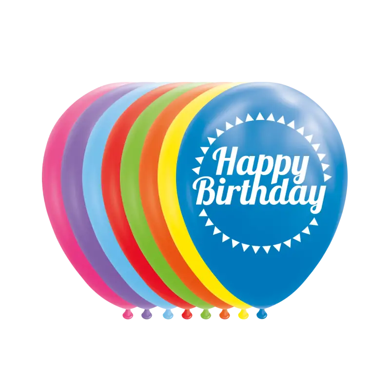 ”Happy Birthday” – 8 st. Födelsedag ballonger
