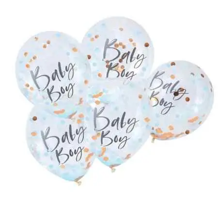 "Baby Boy" Blå/Guld Baby Shower Konfetti Ballon