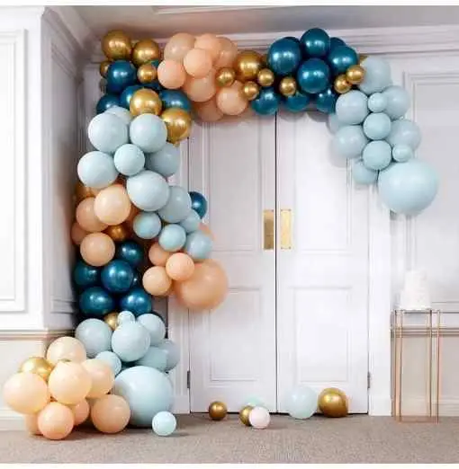 Balloon Arches - Balloon Arch - Large - Greens & Gold Chrome