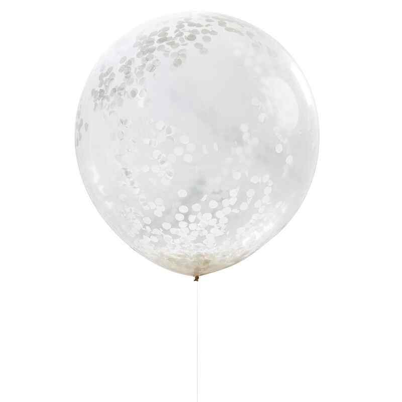 Vacker botanik - Ballonger - Enorm - Vit konfetti